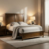 Lary Full Bed w Sleigh-Style Headboard & Slat Kit | Walnut Brown