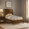Lary Twin Bed w Sleigh-Style Headboard & Slat Kit | Walnut Brown