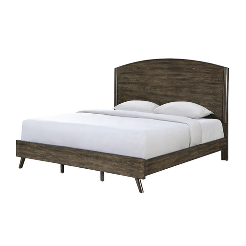 Roxy King Bed w Mid-Century Modern Design | Walnut Brown Okume