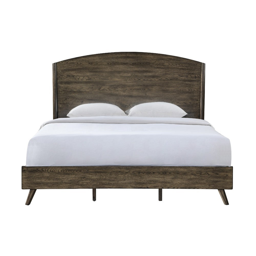 Roxy King Bed w Mid-Century Modern Design | Walnut Brown Okume