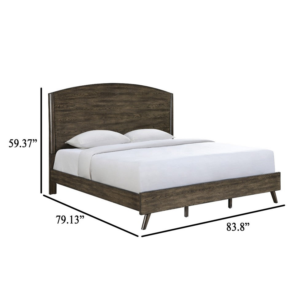 Roxy King Bed w Mid-Century Modern Design | Walnut Brown Okume