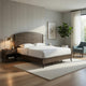 Roxy King Bed w Mid-Century Modern Design | Walnut Brown Okume