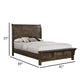 Blie King Bed w Built-In Footboard Bench | Rustic Brown Solid Wood