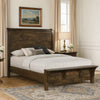 Blie King Bed w Built-In Footboard Bench | Rustic Brown Solid Wood