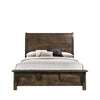 Blie Queen Bed w Built-In Footboard Bench | Rustic Brown Solid Wood