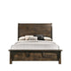 Blie Queen Bed w Built-In Footboard Bench | Rustic Brown Solid Wood