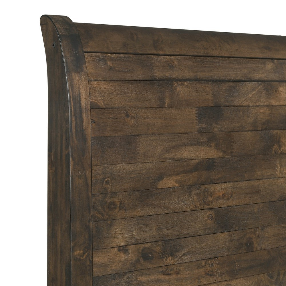 Blie Queen Bed w Built-In Footboard Bench | Rustic Brown Solid Wood