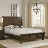 Blie Queen Bed w Built-In Footboard Bench | Rustic Brown Solid Wood