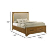 Tey King Bed w Storage | LED Headboard | Honey Brown | Cream Upholstery