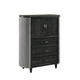 Sevy Tall Dresser Chest | 3 Drawers | Gray Ribbed Edges | Onyx Black