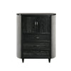 Sevy Tall Dresser Chest | 3 Drawers | Gray Ribbed Edges | Onyx Black