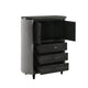 Sevy Tall Dresser Chest | 3 Drawers | Gray Ribbed Edges | Onyx Black