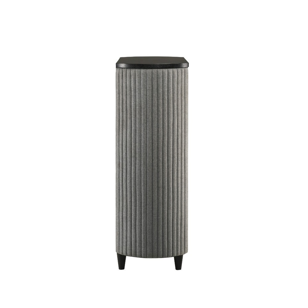 Sevy Tall Dresser Chest | 3 Drawers | Gray Ribbed Edges | Onyx Black