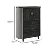 Sevy Tall Dresser Chest | 3 Drawers | Gray Ribbed Edges | Onyx Black