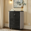 Sevy Tall Dresser Chest | 3 Drawers | Gray Ribbed Edges | Onyx Black