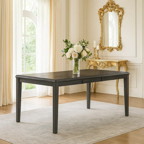 Leslee Dining Table | 78-102" Extendable Gray Top | White Marble Inlay