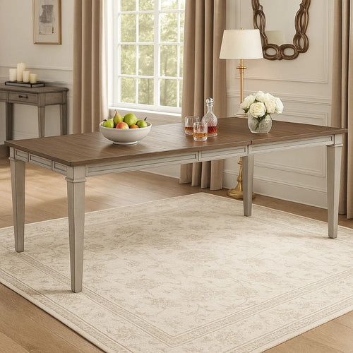 Henry Dining Table | 78-96" Extendable Leaf | Vintage Light Cream