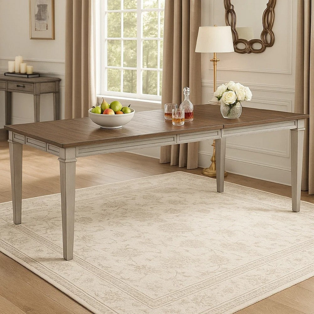 Henry Dining Table | 78-96" Extendable Leaf | Vintage Light Cream