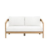 Heya Outdoor Loveseat | White Cushions | 59" Natural Brown Wood Frame