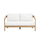 Heya Outdoor Loveseat | White Cushions | 59" Natural Brown Wood Frame