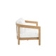 Heya Outdoor Loveseat | White Cushions | 59" Natural Brown Wood Frame