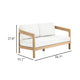 Heya Outdoor Loveseat | White Cushions | 59" Natural Brown Wood Frame