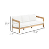 Heya Outdoor Sofa | White Cushions | 79" Natural Brown Wood Frame