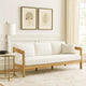 Heya Outdoor Sofa | White Cushions | 79" Natural Brown Wood Frame