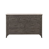 Leslee 62" Wide Dresser | 7 Drawers | White Marble Top | Weathered Gray