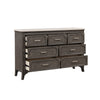 Leslee 62" Wide Dresser | 7 Drawers | White Marble Top | Weathered Gray