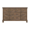 Henry Wide Dresser | 10 Drawers | Black Metal Handles | Vintage Mocha Brown