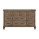 Henry Wide Dresser | 10 Drawers | Black Metal Handles | Vintage Mocha Brown