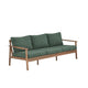 Anya Outdoor Sofa | Natural Brown Wood | Moss Green Cushions | 89"