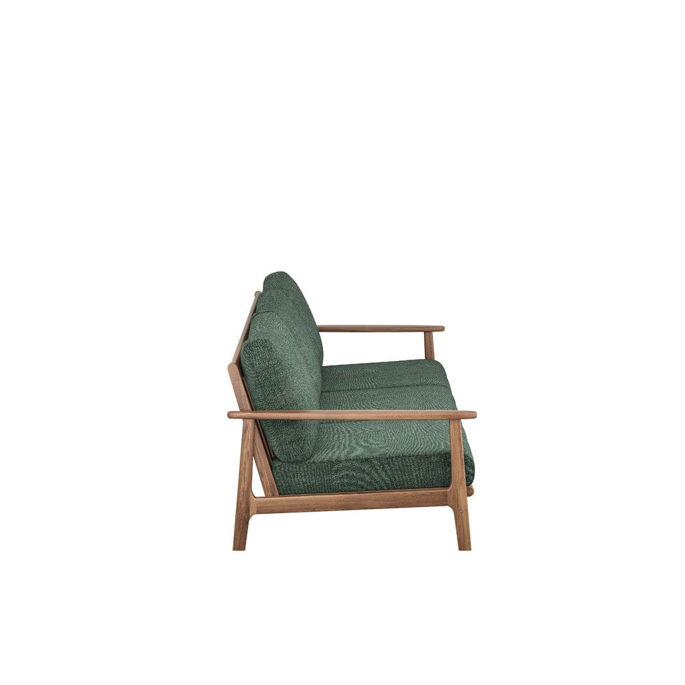 Anya Outdoor Sofa | Natural Brown Wood | Moss Green Cushions | 89"