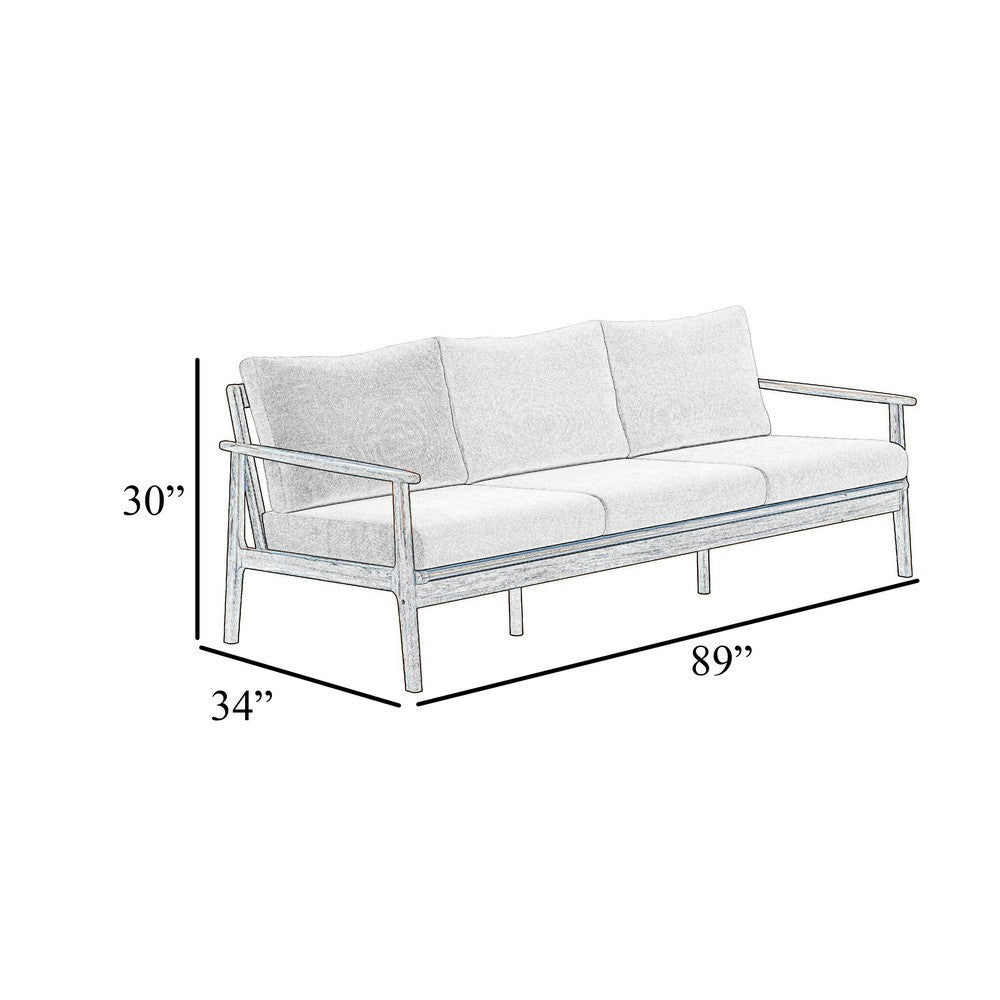 Anya Outdoor Sofa | Natural Brown Wood | Moss Green Cushions | 89"