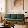 Anya Outdoor Sofa | Natural Brown Wood | Moss Green Cushions | 89"