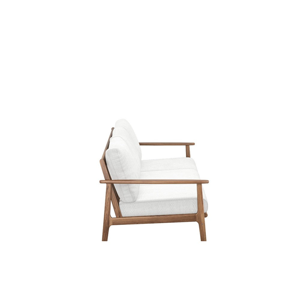 Anya Outdoor Sofa | Natural Brown Acacia Wood | White Cushions | 89"