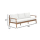 Anya Outdoor Sofa | Natural Brown Acacia Wood | White Cushions | 89"