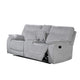 Chela Manual Reclining Loveseat w Console | 73" Mist Gray Polyester
