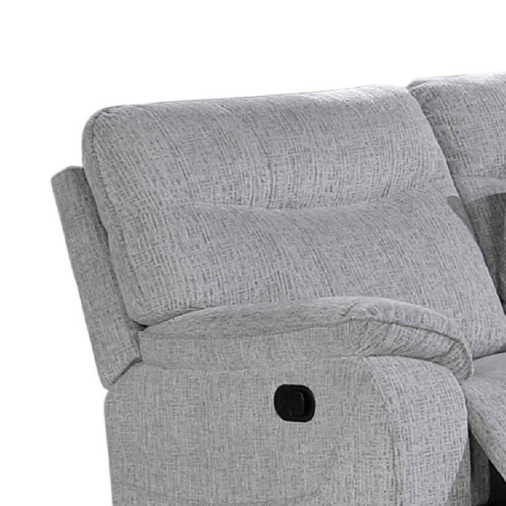 Chela Manual Reclining Loveseat w Console | 73" Mist Gray Polyester