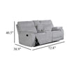 Chela Manual Reclining Loveseat w Console | 73" Mist Gray Polyester