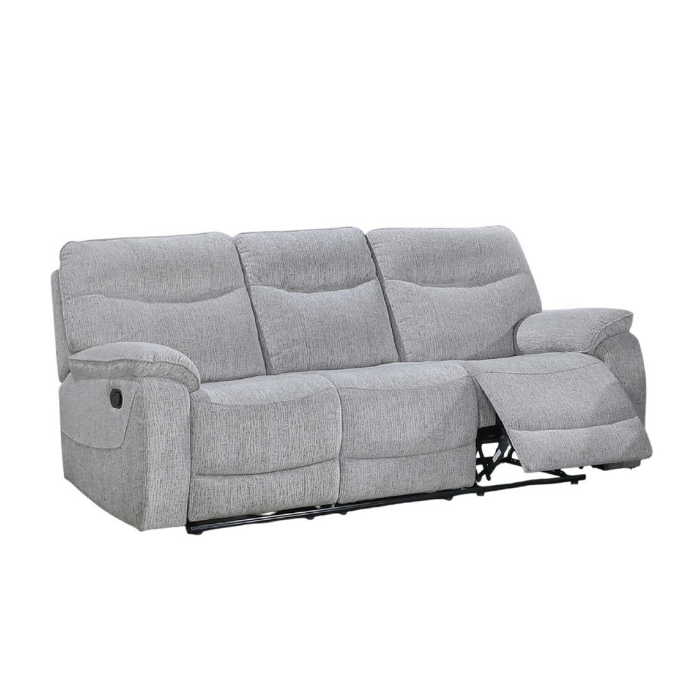 Chela Manual Reclining Sofa | Pillow Arms | Mist Gray Polyester | 84"