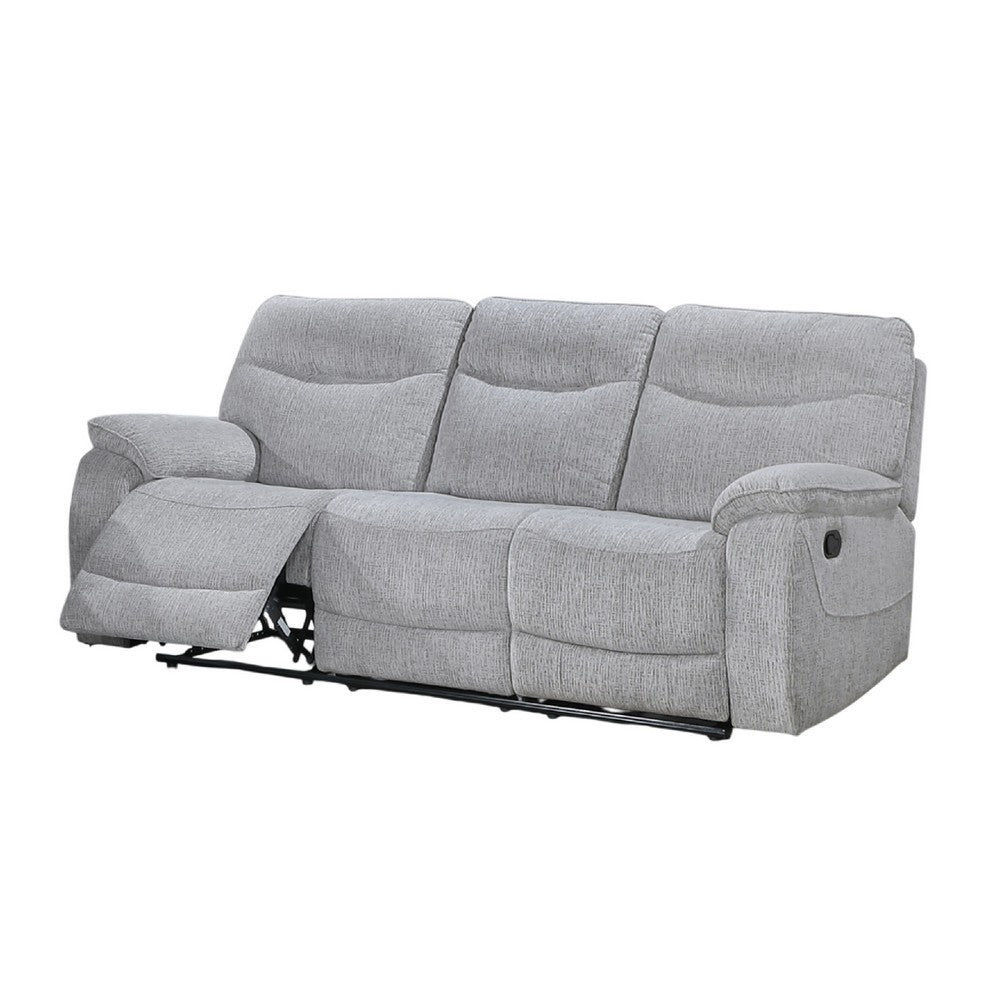 Chela Manual Reclining Sofa | Pillow Arms | Mist Gray Polyester | 84"