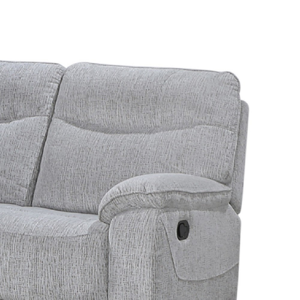 Chela Manual Reclining Sofa | Pillow Arms | Mist Gray Polyester | 84"