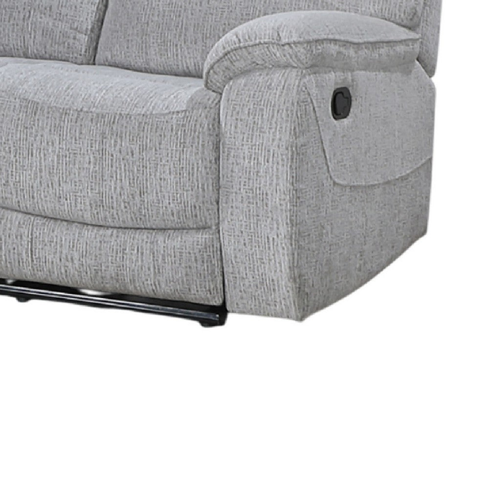 Chela Manual Reclining Sofa | Pillow Arms | Mist Gray Polyester | 84"