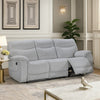 Chela Manual Reclining Sofa | Pillow Arms | Mist Gray Polyester | 84"