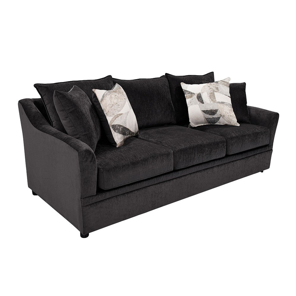 Ivie Modern Sofa | 4 Accent Pillows | Dark Mink Gray Polyester | 81"