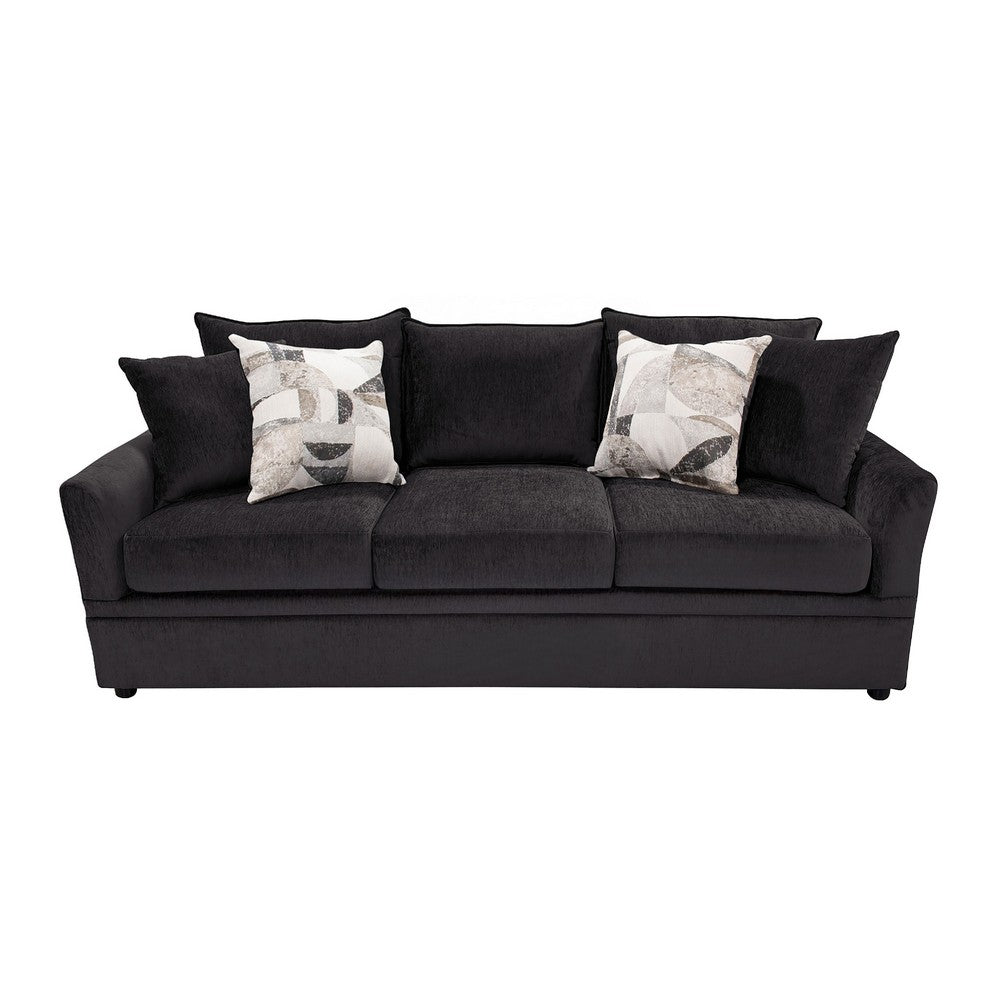 Ivie Modern Sofa | 4 Accent Pillows | Dark Mink Gray Polyester | 81"