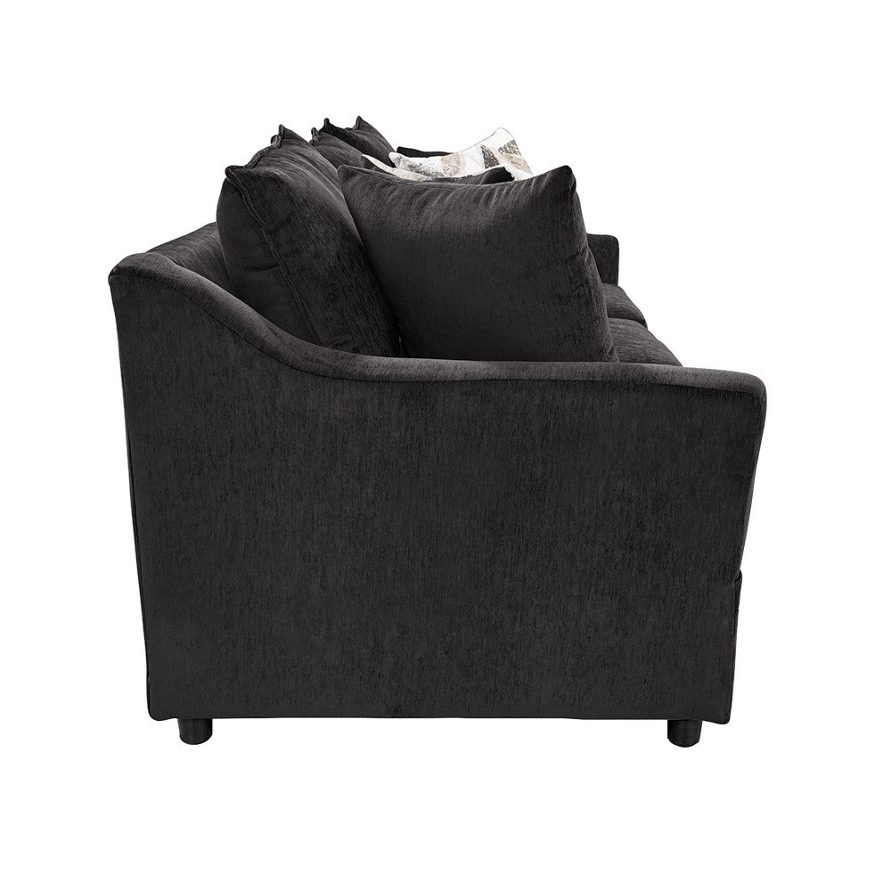 Ivie Modern Sofa | 4 Accent Pillows | Dark Mink Gray Polyester | 81"