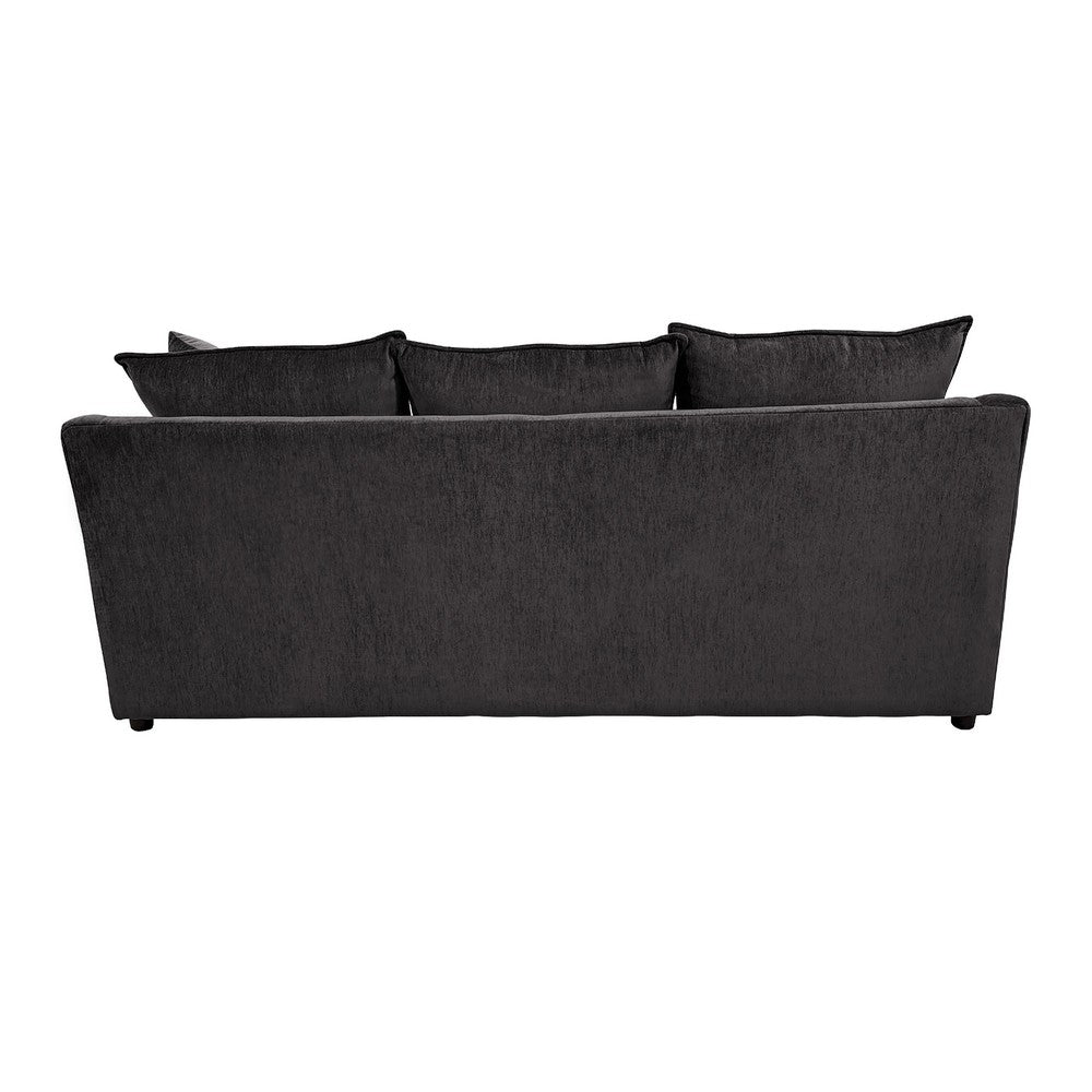 Ivie Modern Sofa | 4 Accent Pillows | Dark Mink Gray Polyester | 81"